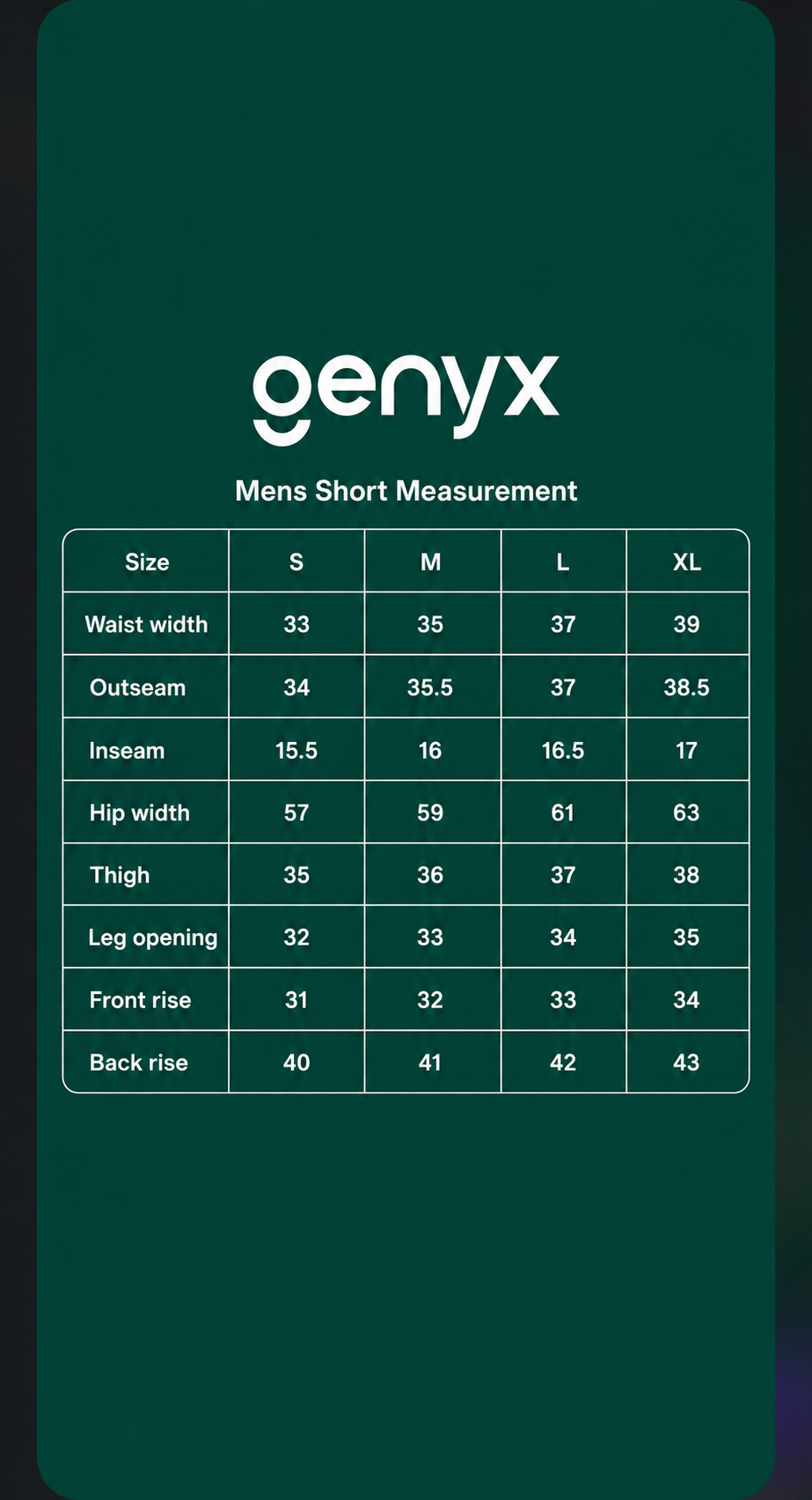 Genyx training shorts